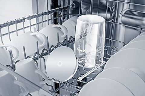 Stainless steel lance detail complements the glass container