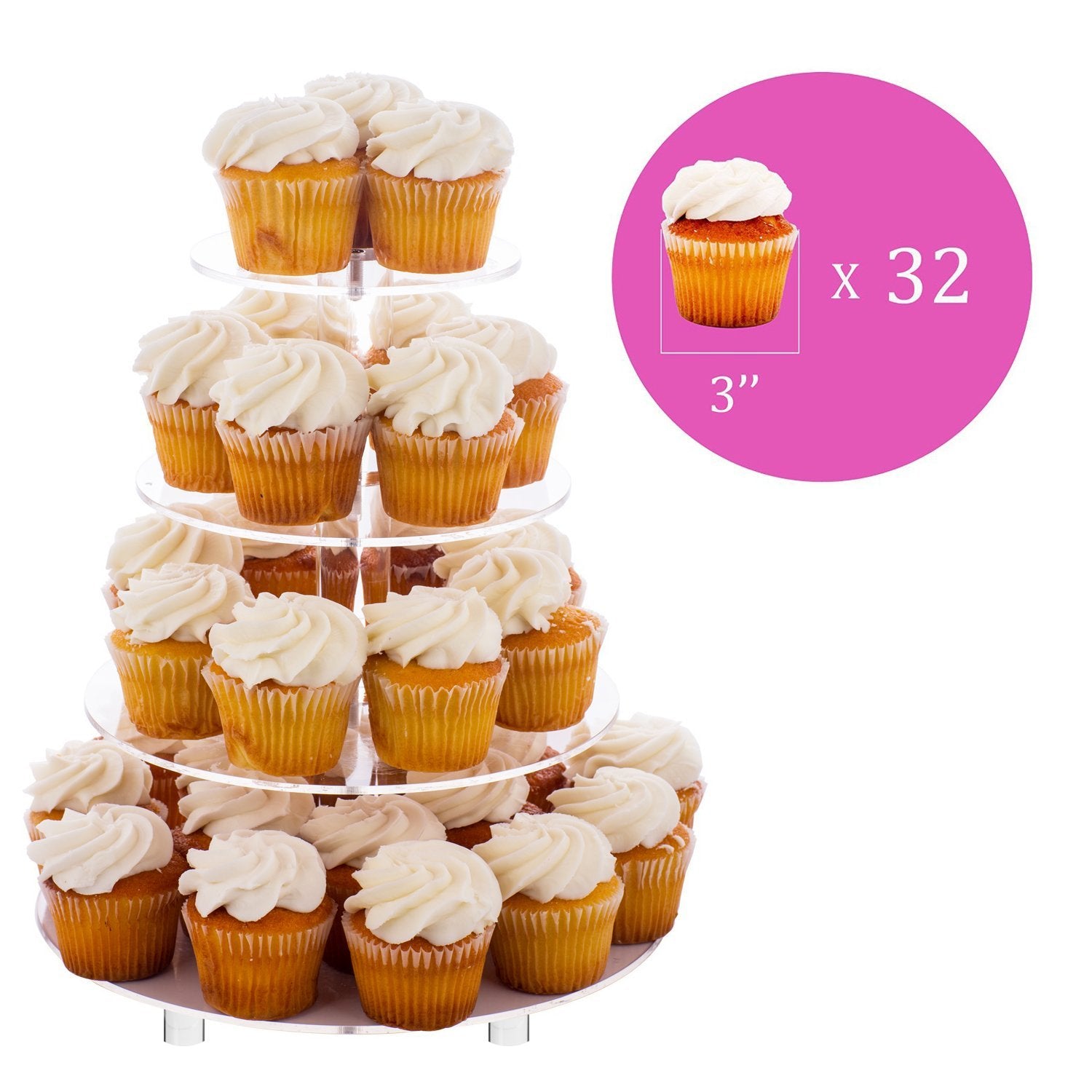 Jusalpha large 4-tier cupcake stand side view, versatile for tea parties