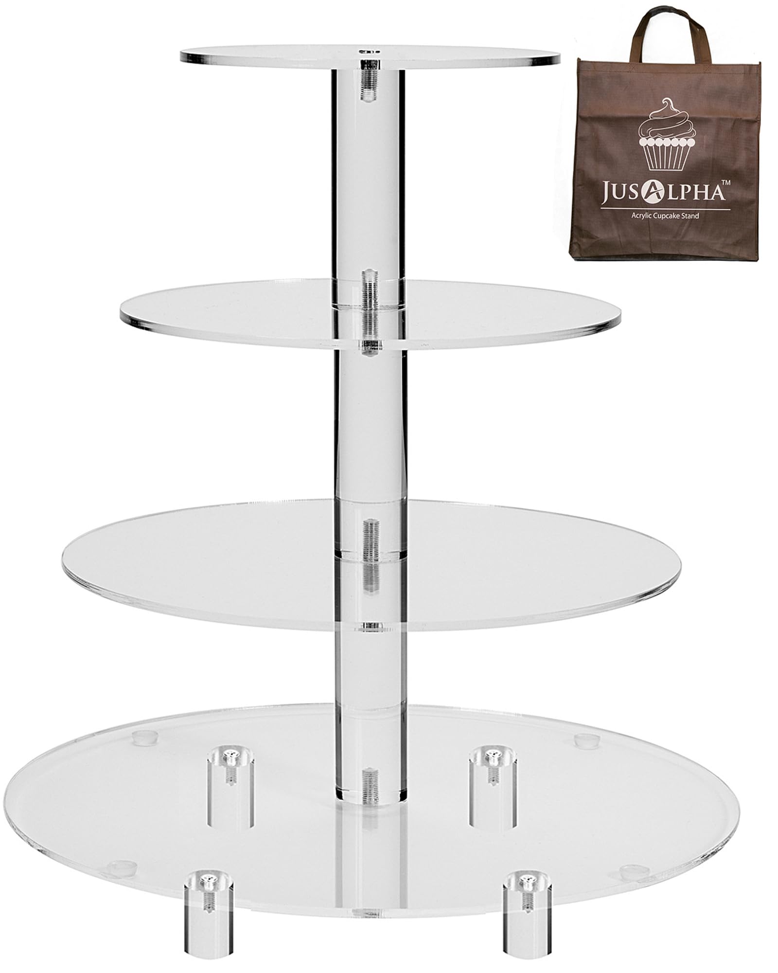Jusalpha large 4-tier cupcake stand with tote bag for transport