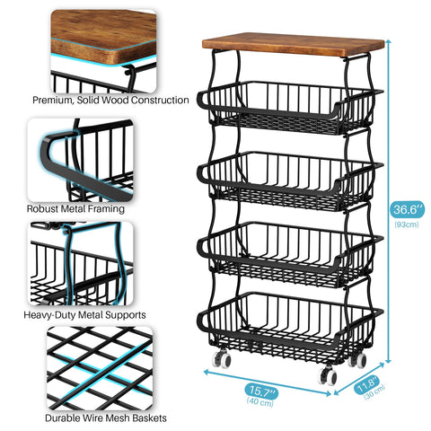 Jusdyrack rolling wheels cart with casters enables mobile pantry organization.