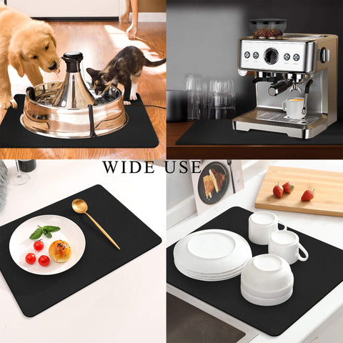 JuSiyley coffee-bar mat shows high absorption, helping keep surfaces dry after use.