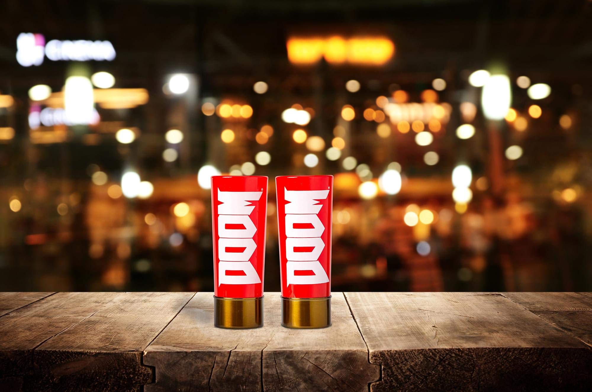 Just Funky DOOM shotgun shell shot glass unboxed for gifting display.