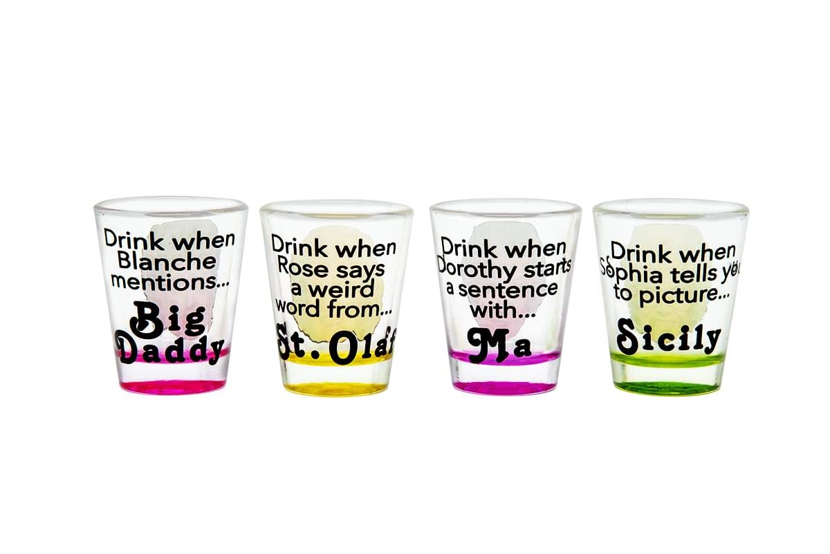 Just Funky Golden Girls shot glasses highlighting Dorothy for conversational party moments.