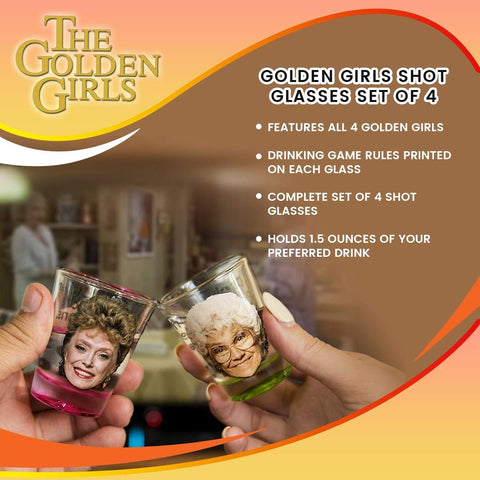Just Funky Golden Girls game-night shot glasses ideal for celebrations.