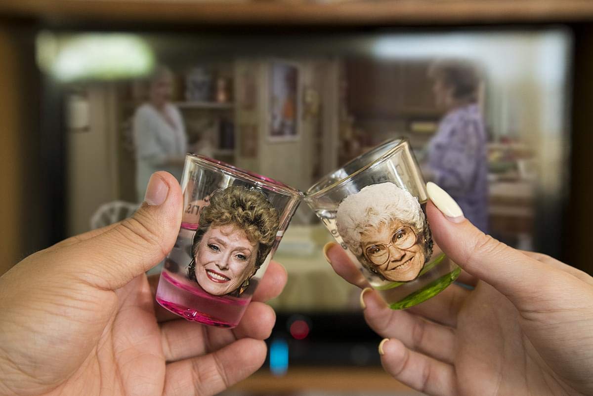 Just Funky Golden Girls gift-ready shot glass set for fans.