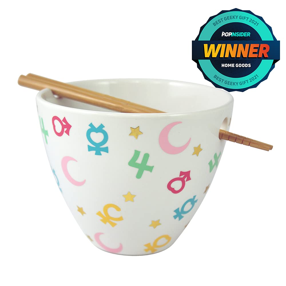 JUST FUNKY Sailor Moon symbols 16 oz ramen bowl, perfect for hearty servings.