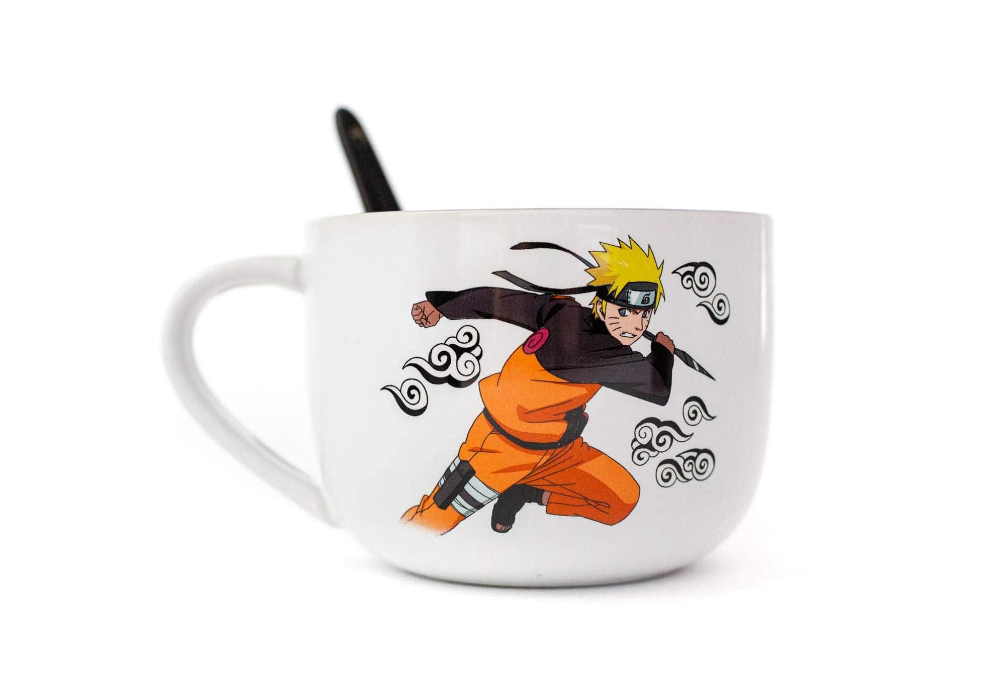 JUST FUNKY Naruto mug side kanji Uzumaki design enhances collectible appeal.