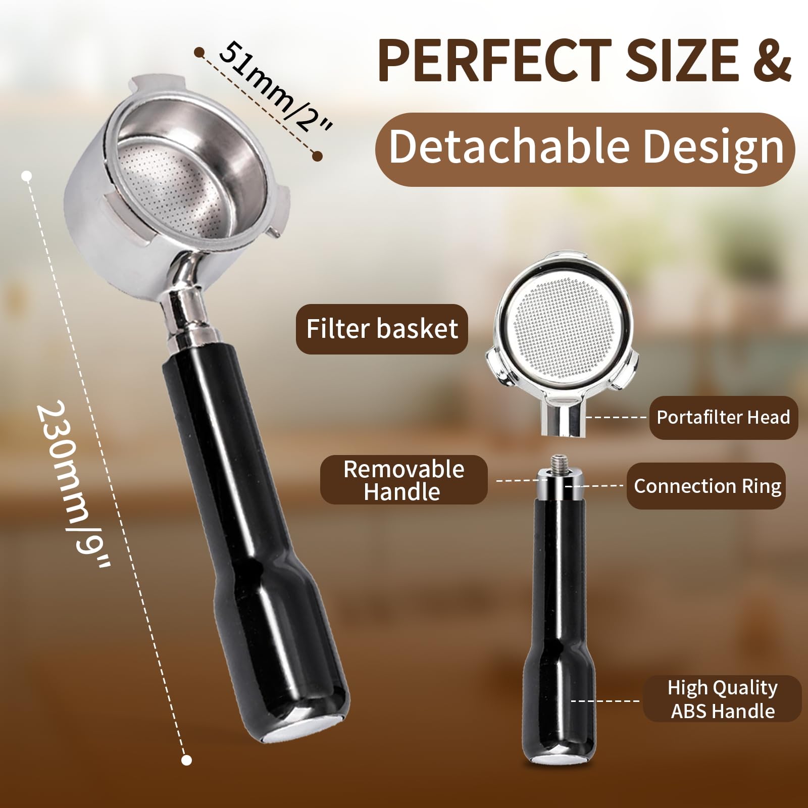 JUSTHERE portafilter for 3700 Essential reveals even flow in espresso.