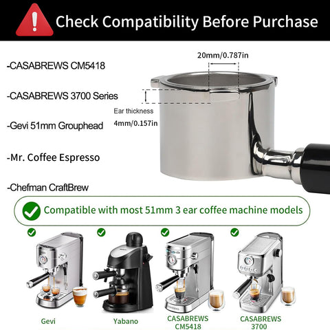 JUSTHERE 51mm bottomless portafilter for 3700 Pro helps monitor extraction live.
