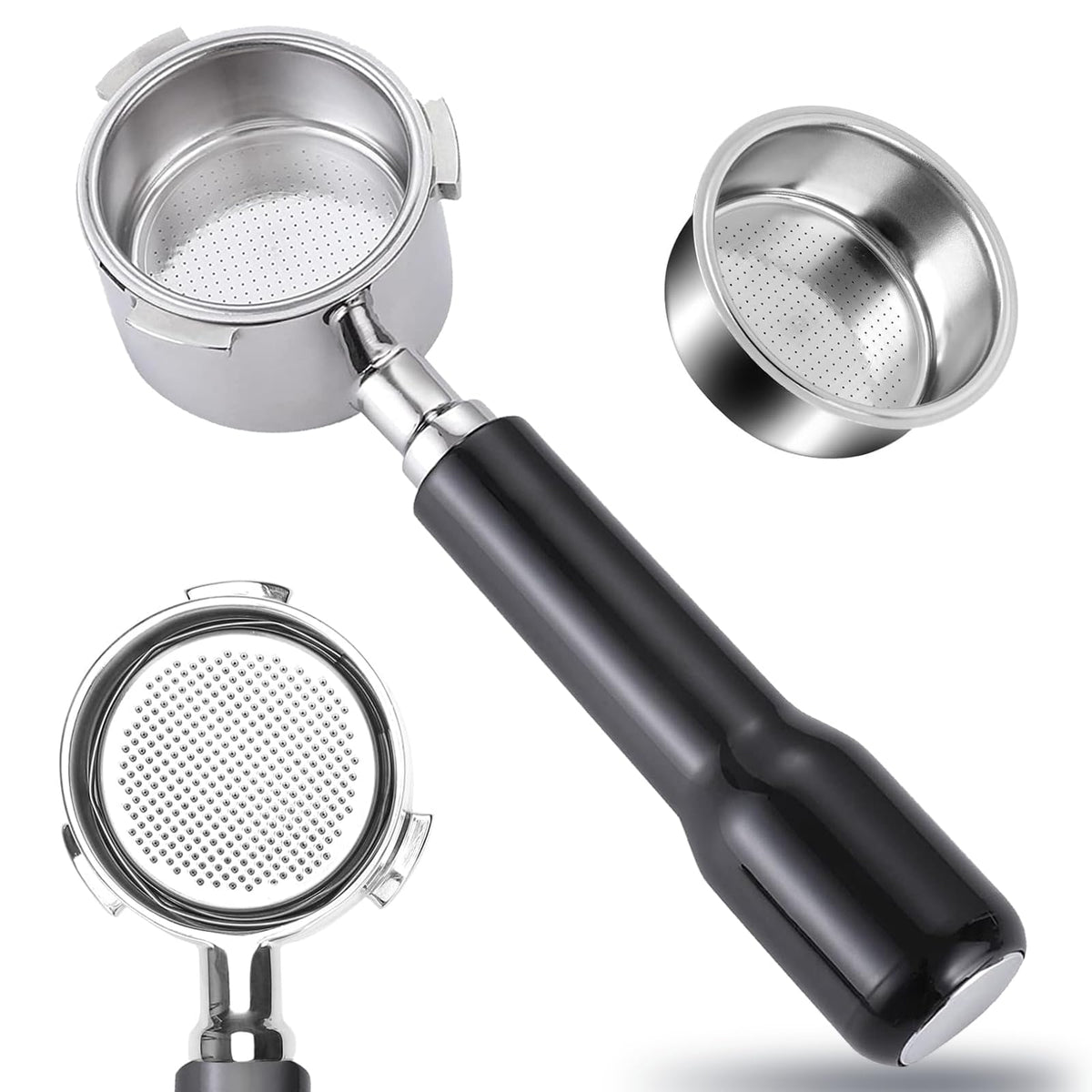 JUSTHERE 51mm bottomless portafilter for CASABREWS CM5418 shows extraction clearly.