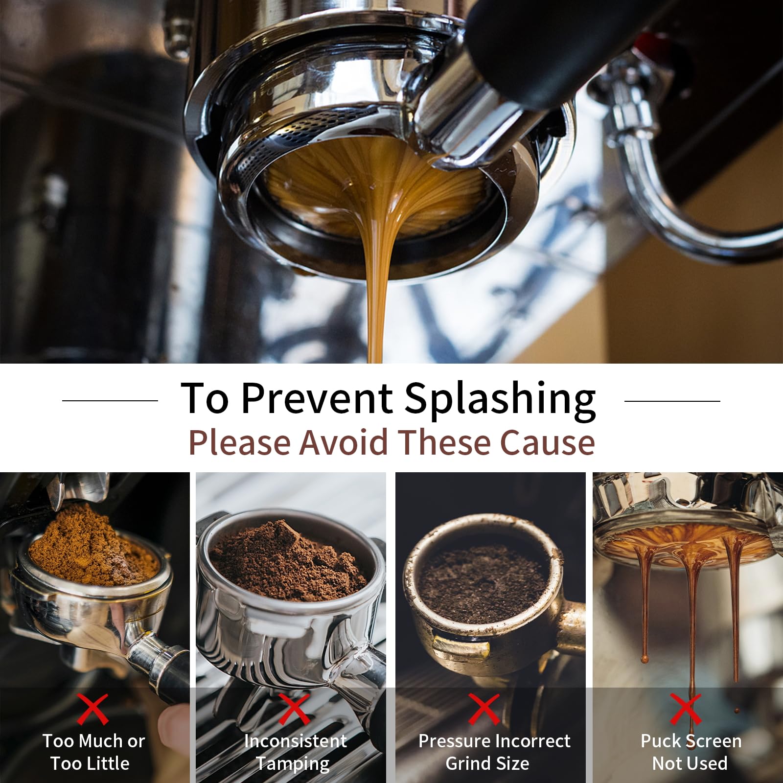 JUSTHERE 51mm bottomless portafilter for Mr. Coffee reveals flow details for tuning.