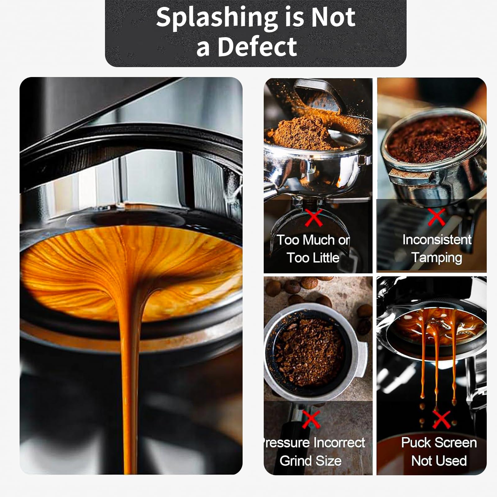 JUSTHERE 51mm portafilter front features aid compatibility checks with common 3-ear machines.