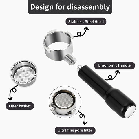 JUSTHERE ergonomic handle design ensures comfortable grip during manual espresso shots.