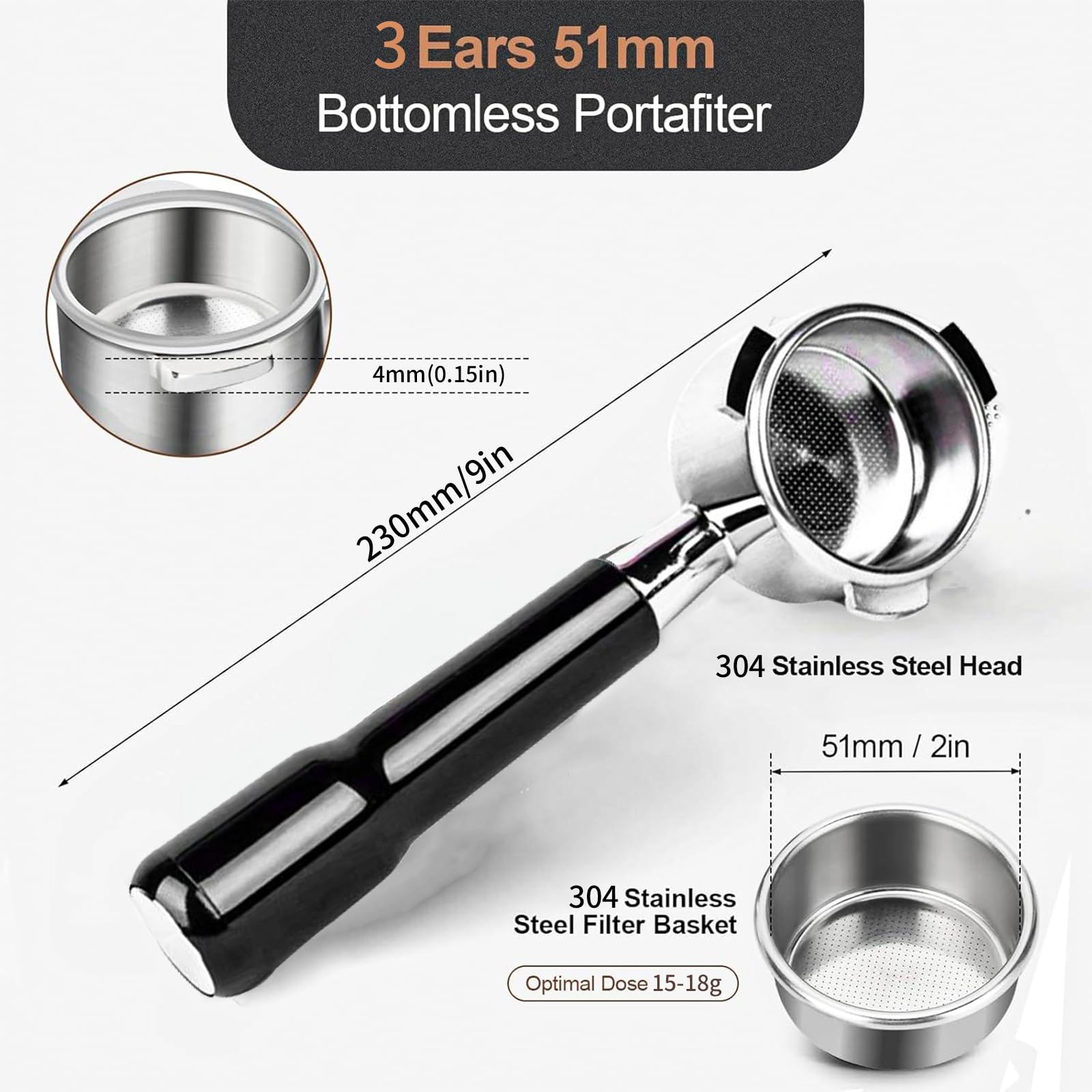 JUSTHERE stainless steel 2-cup basket highlights durability and ideal grounds capacity.