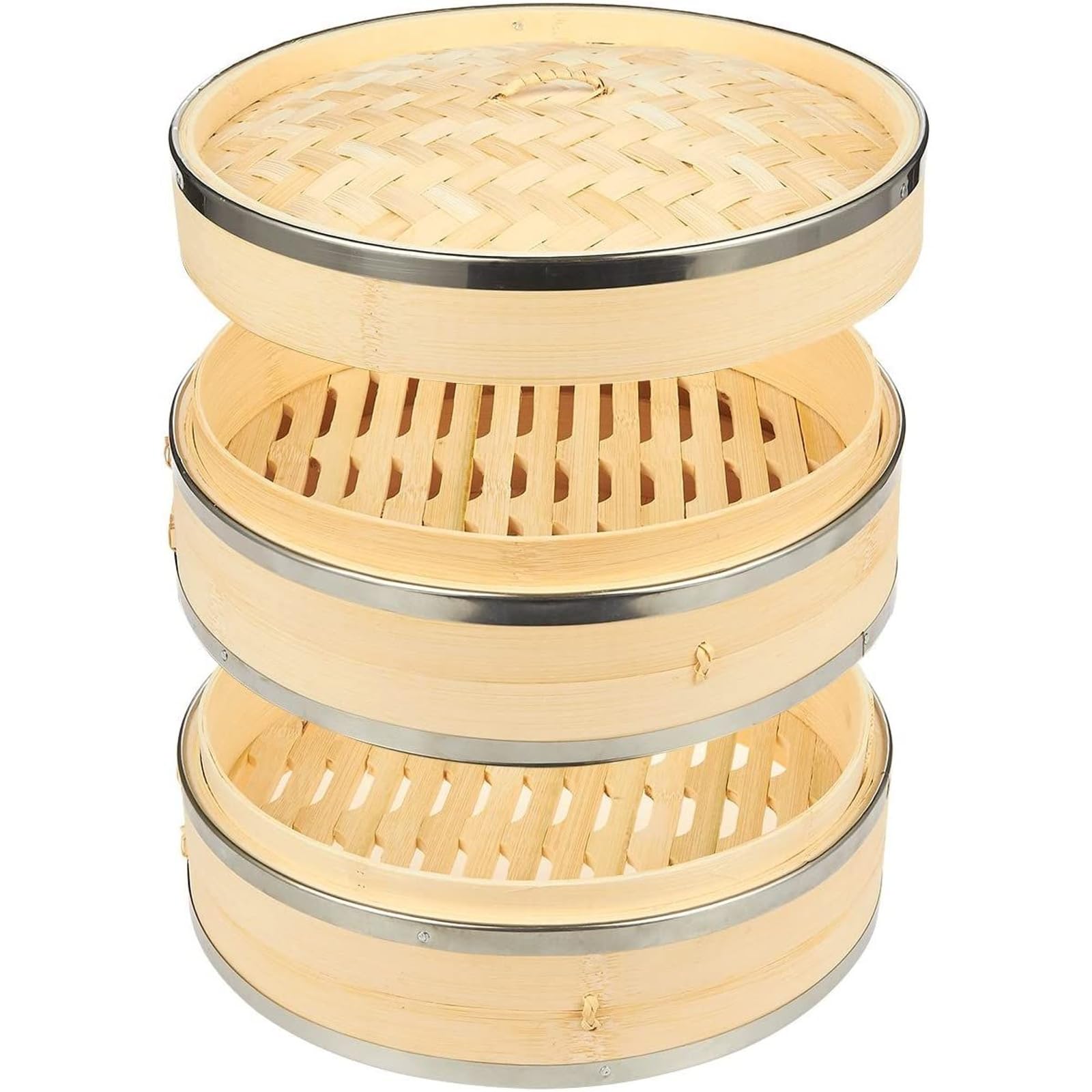 Juvale 2-tier steamer basket in beige for even steaming and wide compatibility