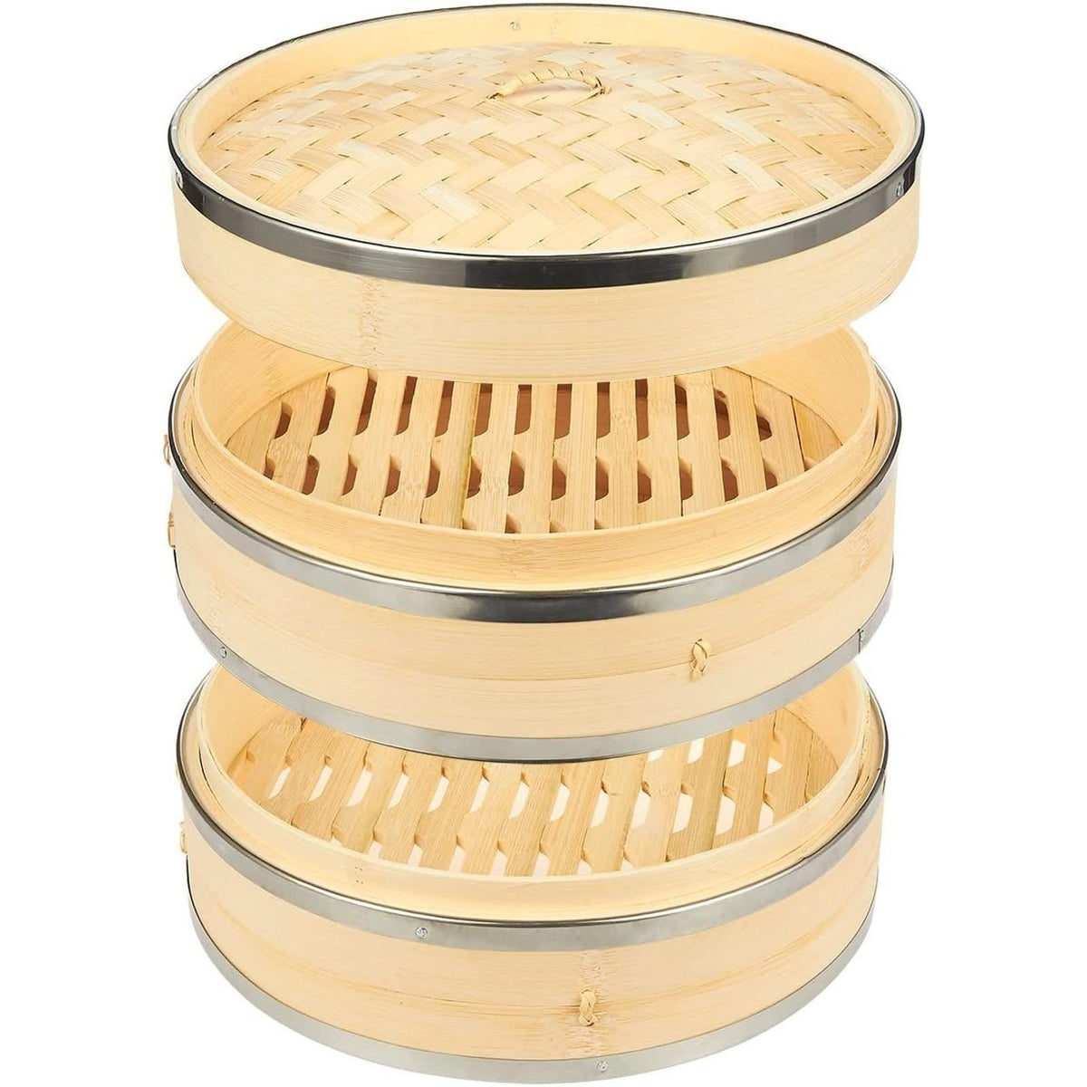 Juvale 2-tier steamer basket in beige for even steaming and wide compatibility