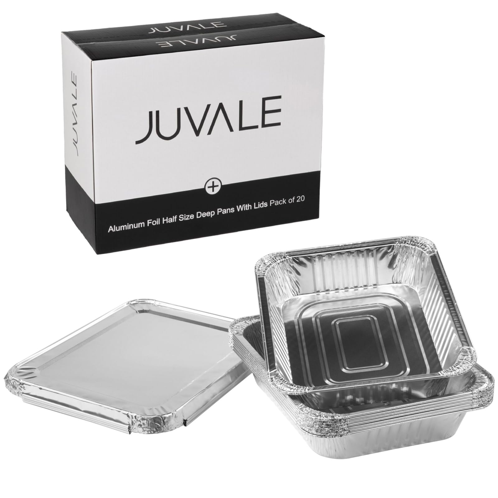 Juvale aluminum pans with lids 9x13 full curl rim, ideal for baking and transport.