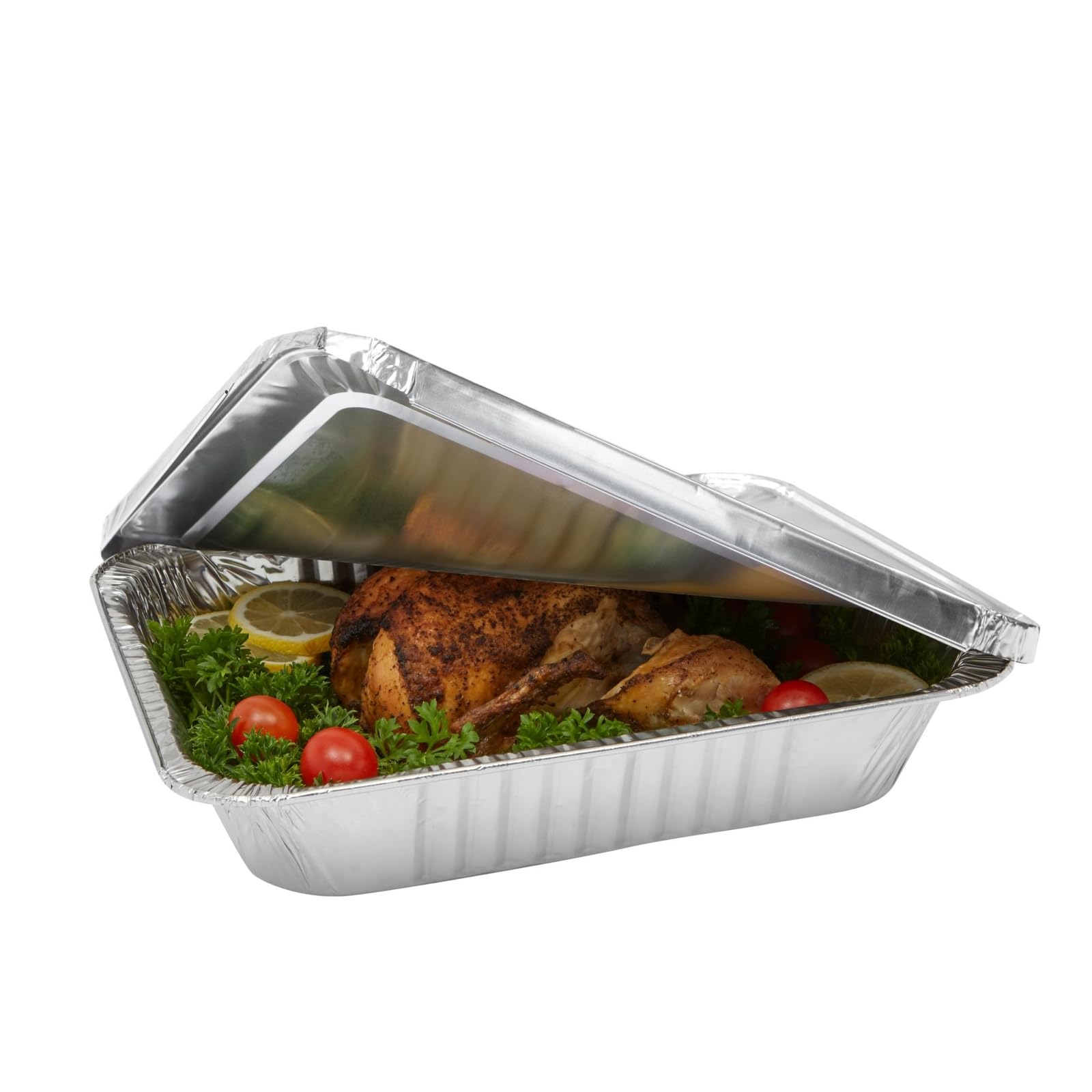 Juvale aluminum trays with lids for event service, dependable and portable.