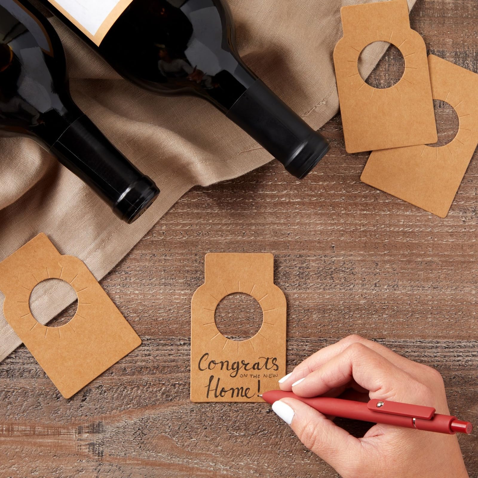 Juvale wine labels brown kraft for elegant cellar organization and quick identification.