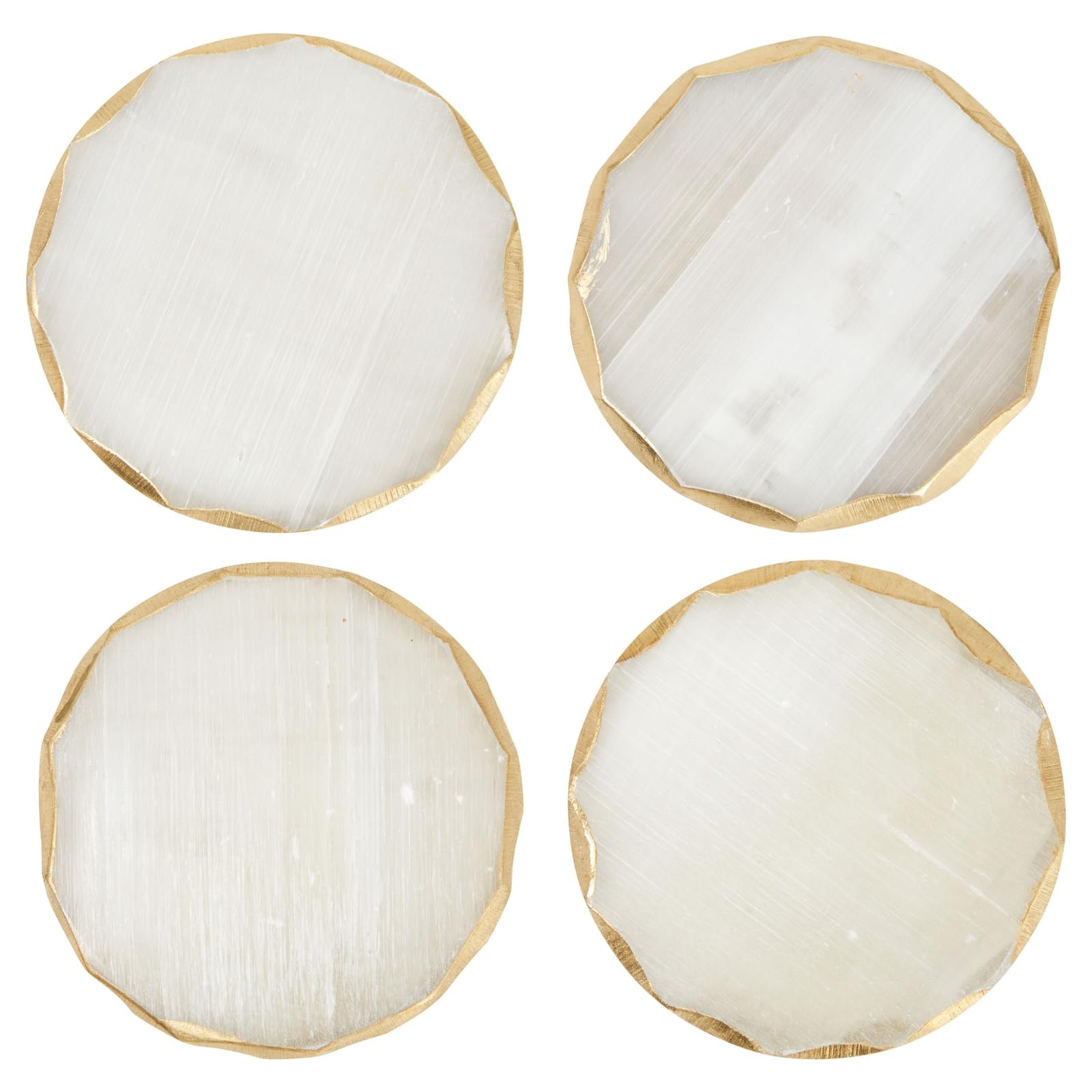 Juvale handcrafted selenite coasters enhance dining spaces with luxury.