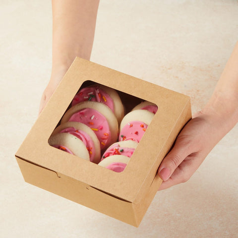 Juvale cookie box with window inside view preserves freshness while displaying treats.