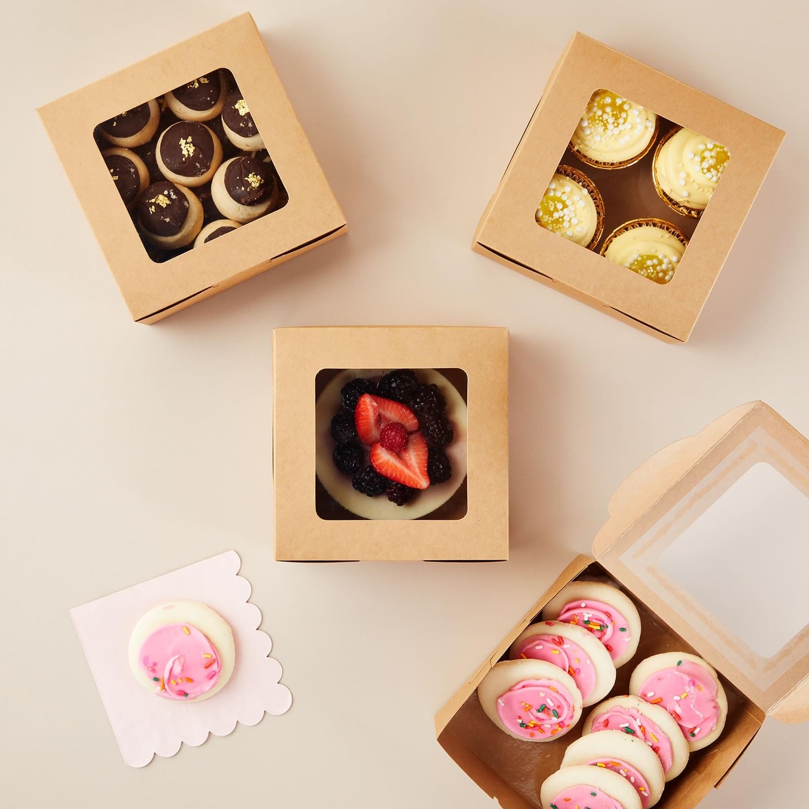 Juvale cookie box with window shows the pop up design enabling quick assembly.
