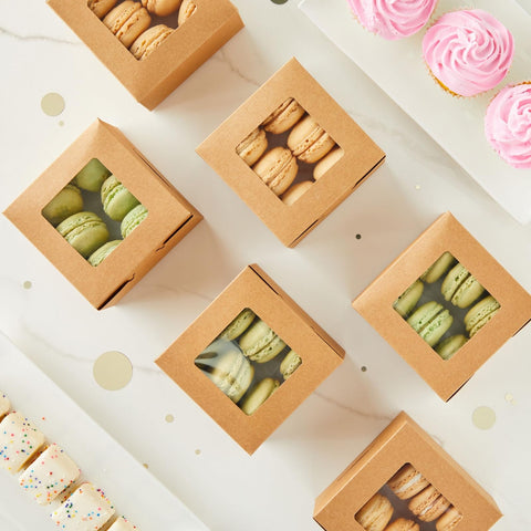 Juvale brown cardboard cookie boxes with window add rustic charm to packaging.
