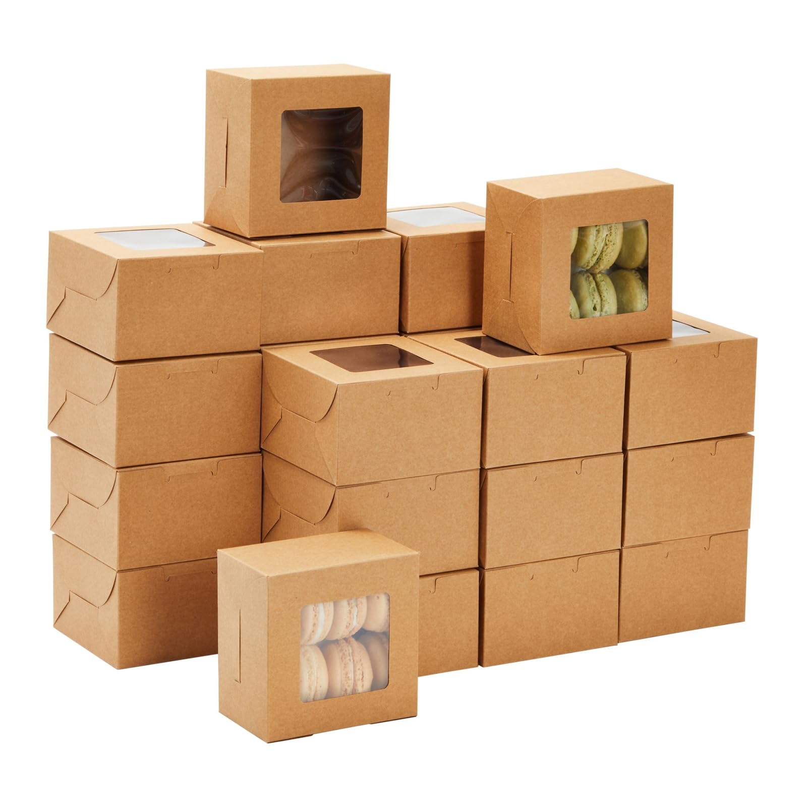 Juvale cookie boxes with window showcase mini desserts for gift-giving and presentation.