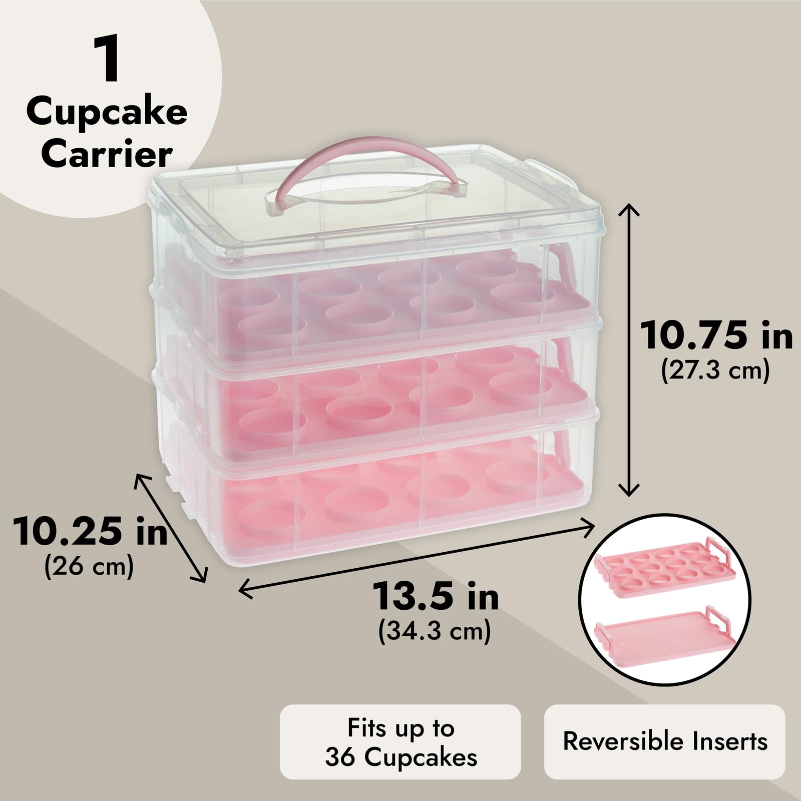 Juvale cupcake carrier featuring ergonomic handle for comfortable carrying