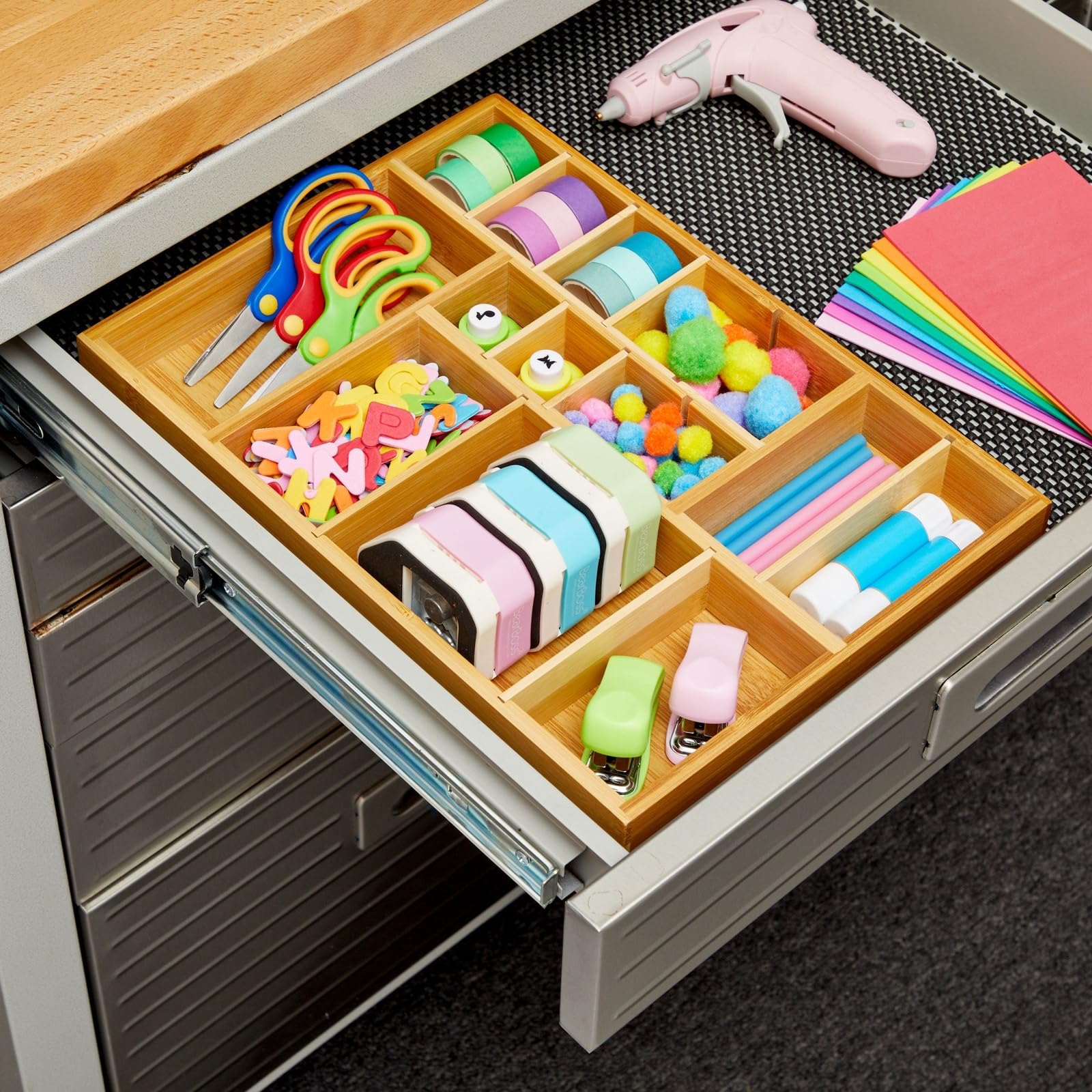 Juvale desk organizer tray with eight compartments for office supplies