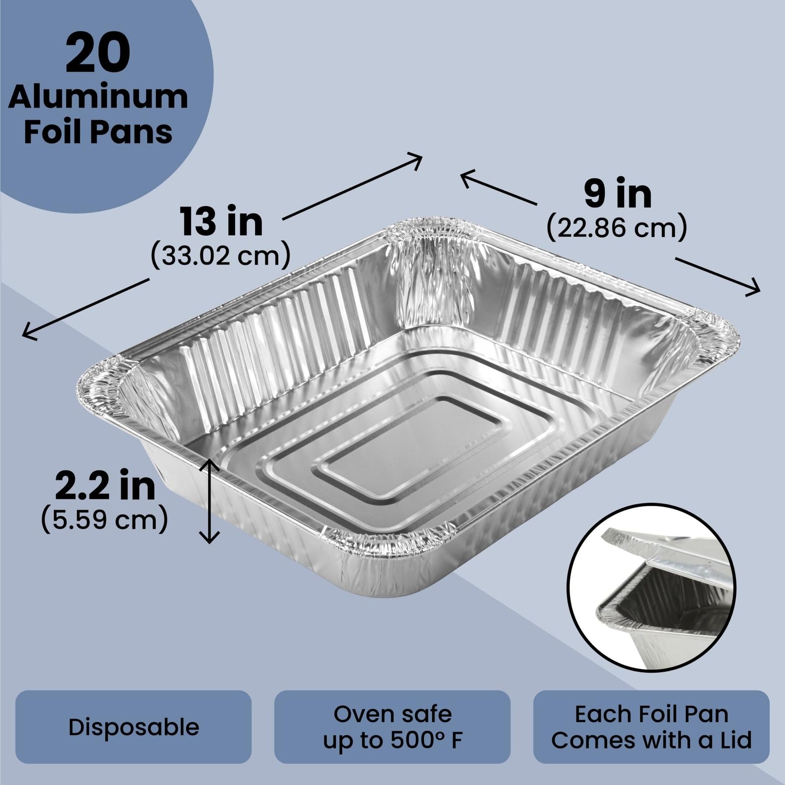 Juvale disposable aluminum foil pans with lids, sturdy and oven-safe for versatile events.
