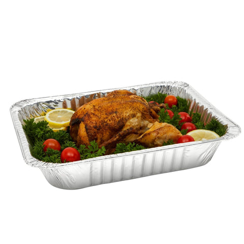 Juvale easy-cleanup disposable pans with lids, ideal for gatherings and transport.