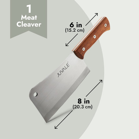 Juvale cleaver action on cutting board shows powerful performance.
