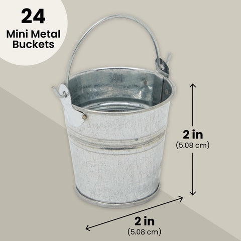 Juvale silver mini buckets used as charming centerpieces.