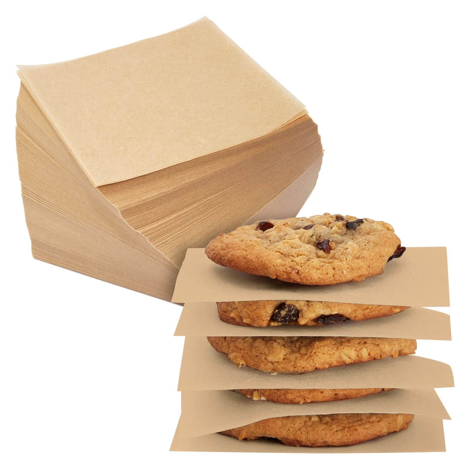 Juvale parchment squares 4x4 brown for nonstick baking and cupcake box lining