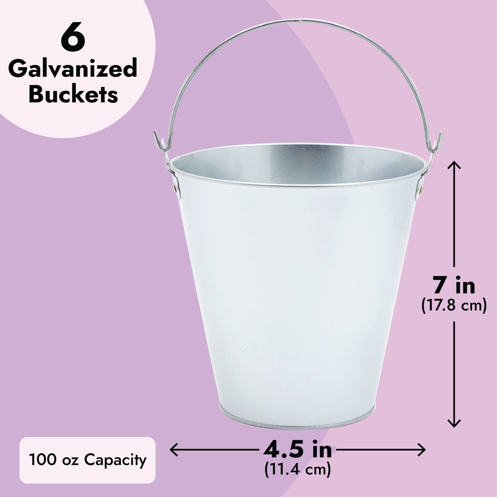 Juvale silver finish metal buckets elevate party tables and displays.