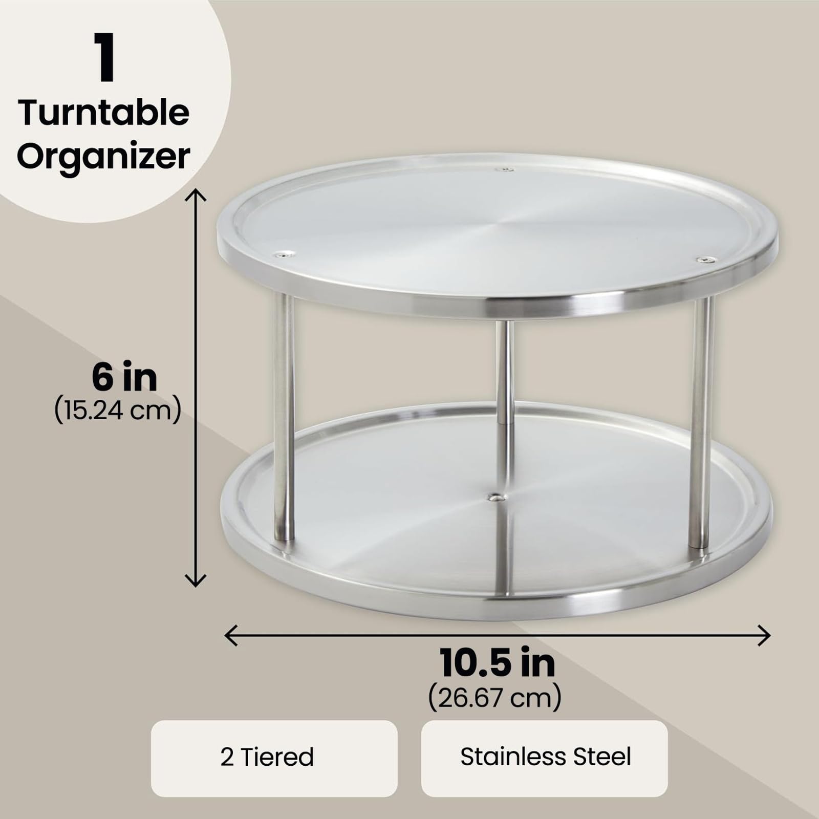 Juvale two-tier organizer suitable as condiment or pill bottle storage.