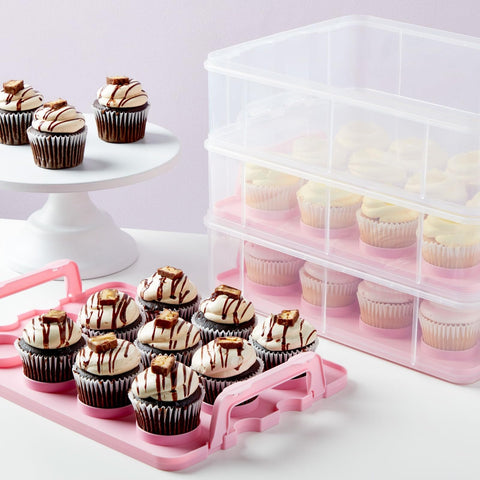 Juvale stackable cake transport box with lid for easy organization