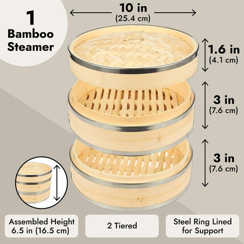 Juvale steamer basket ready for dumplings and vegetables in a single pot