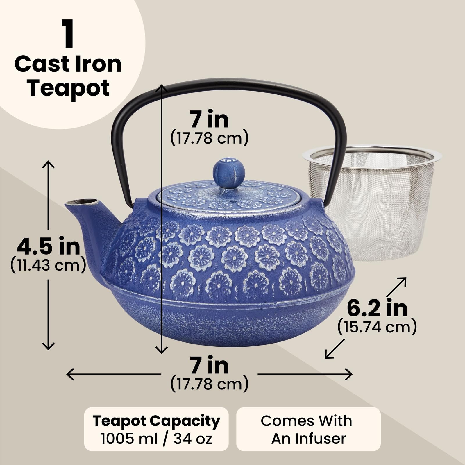 Juvale teapot fold-down handle captured for safe pouring.