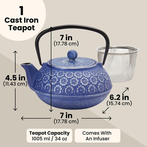 Juvale teapot fold-down handle captured for safe pouring.