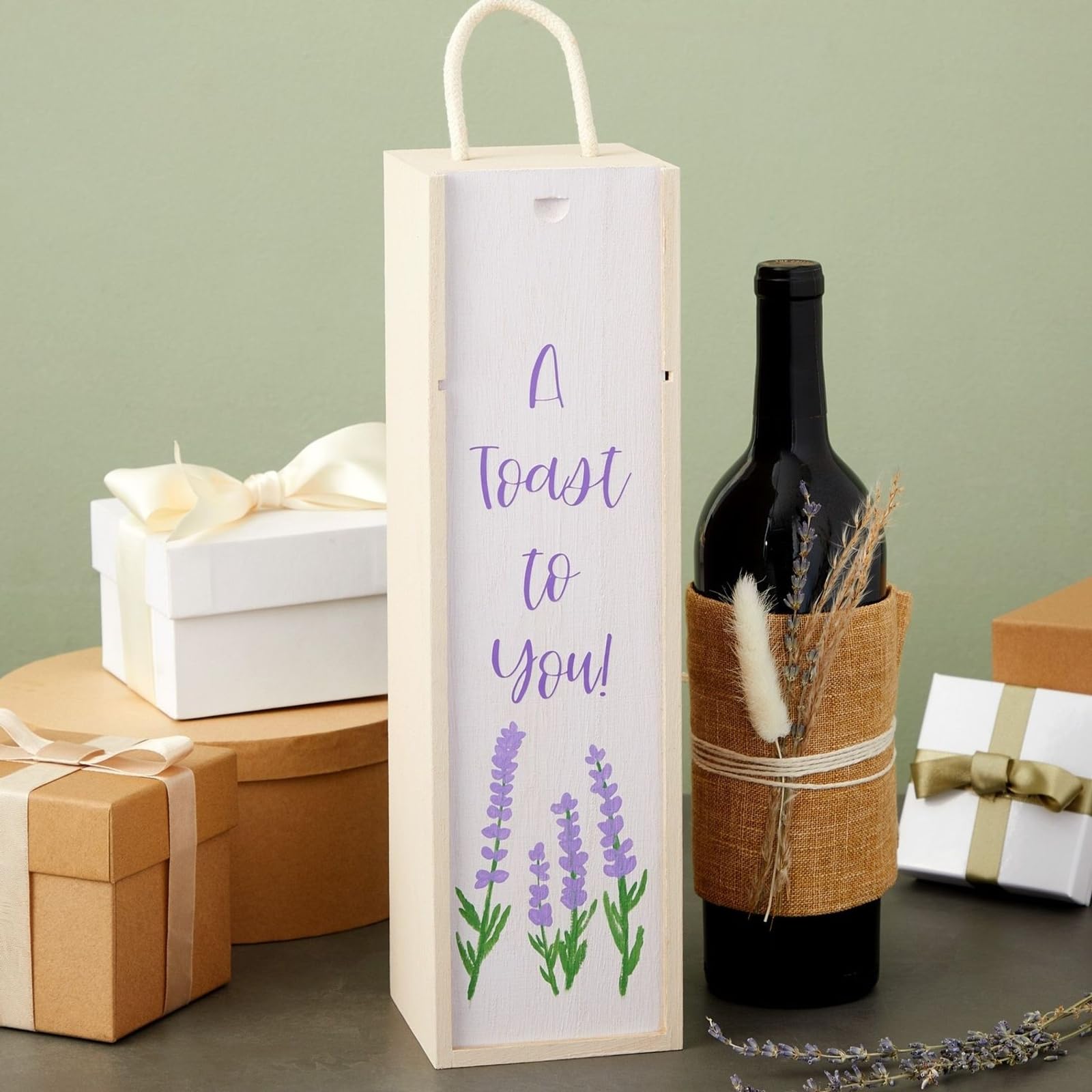 Juvale wine box with sturdy handle for easy carrying