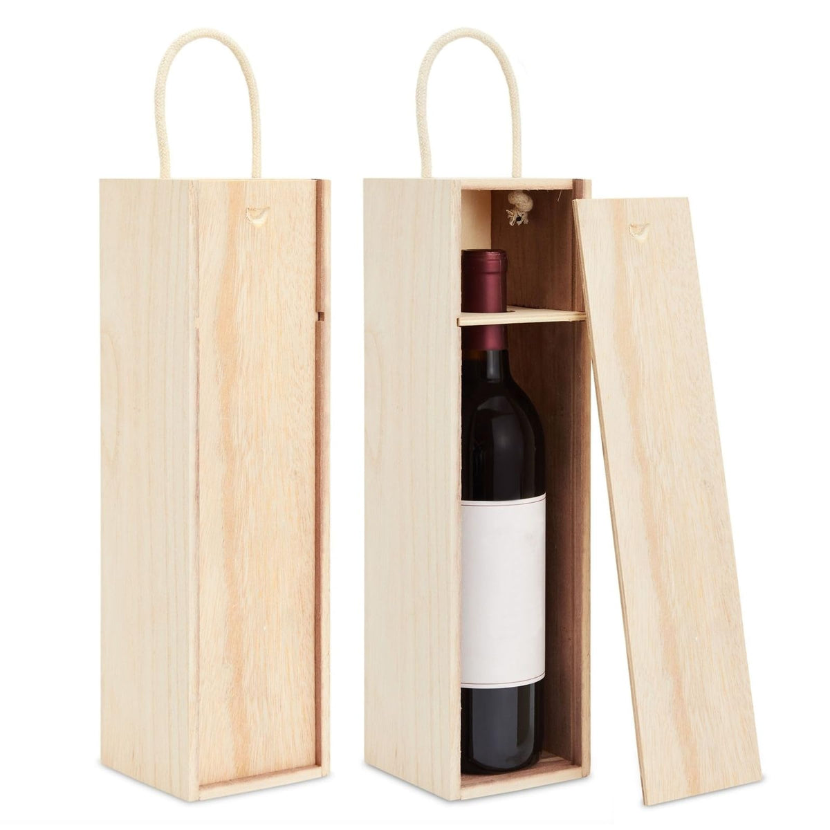 Juvale wooden wine box with sliding lid for secure transport and gifting