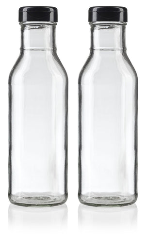 JUVITUS 12 oz clear glass bottle with thick-wall design for sauces and dressings.