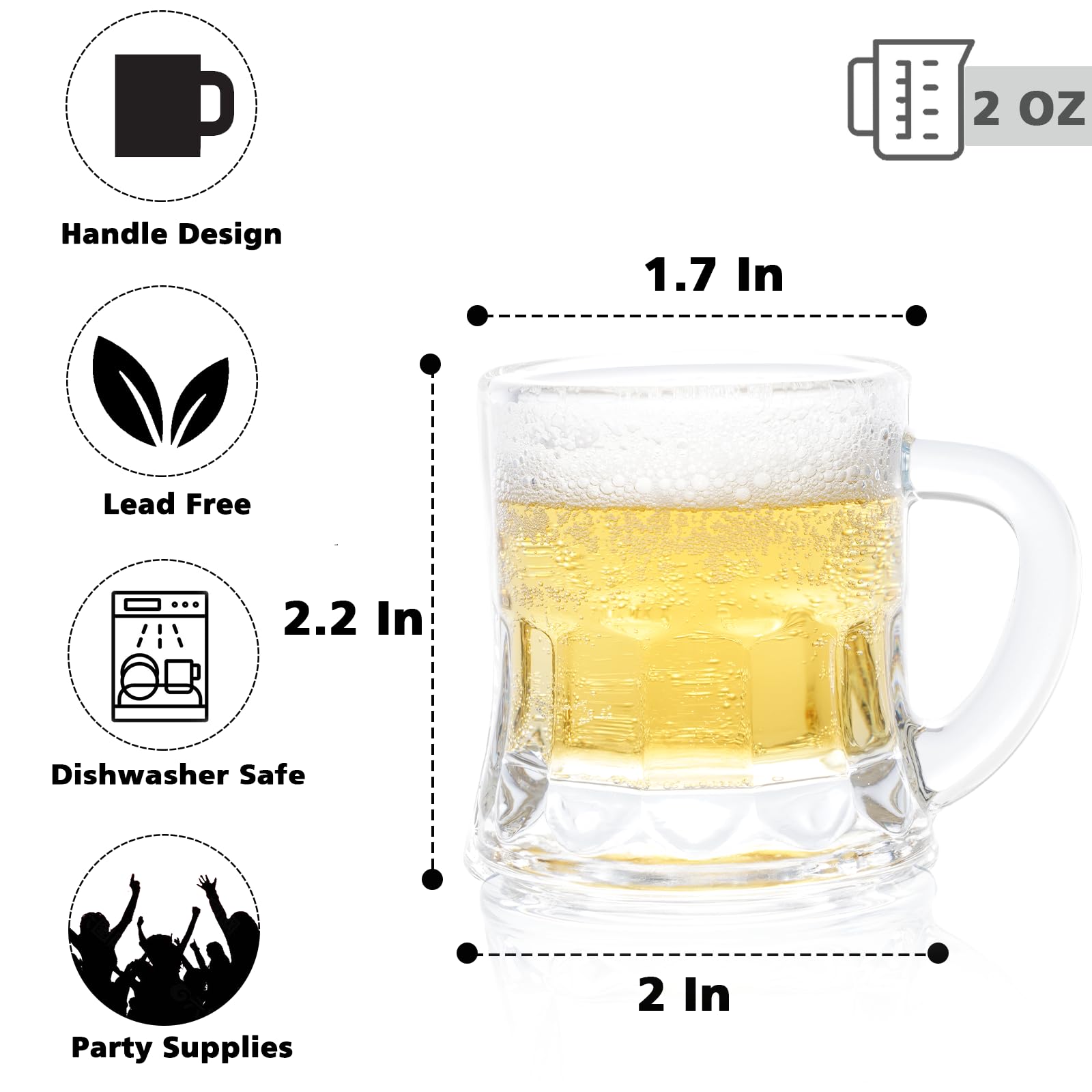 JUXINGDAZYF-handled mini shot glasses with a heavy base for stability.