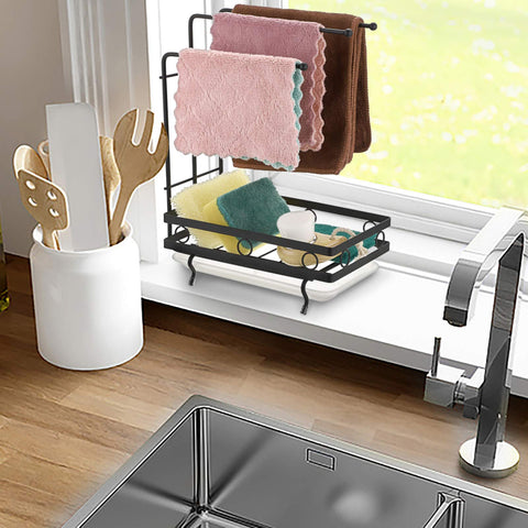 JUXYES black kitchen organizer enhances countertop order and style