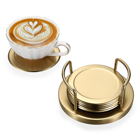 JUXYES coaster with holder displayed on a dining table setup