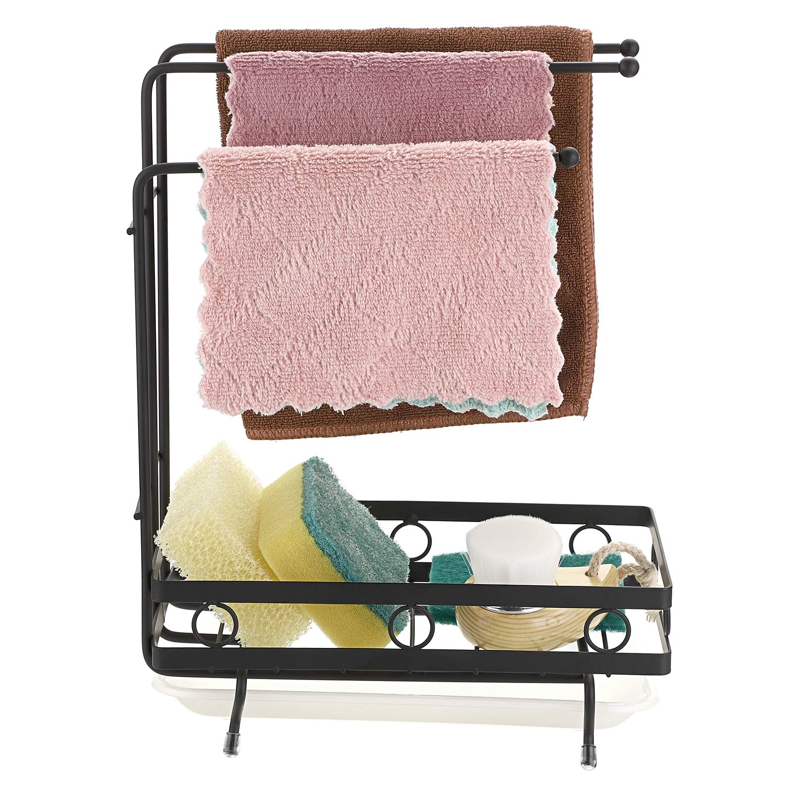 JUXYES compact kitchen organizer fits neatly beside the sink