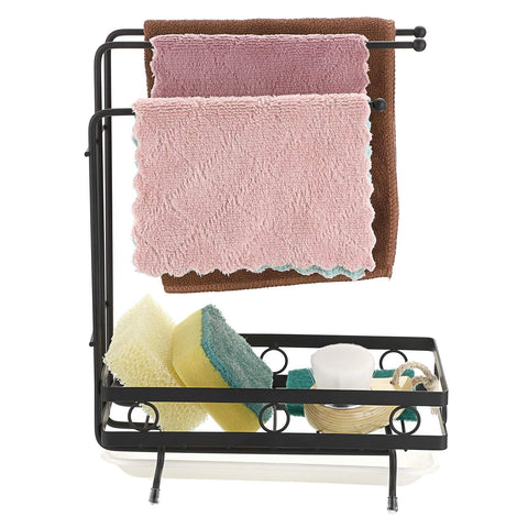 JUXYES compact kitchen organizer fits neatly beside the sink