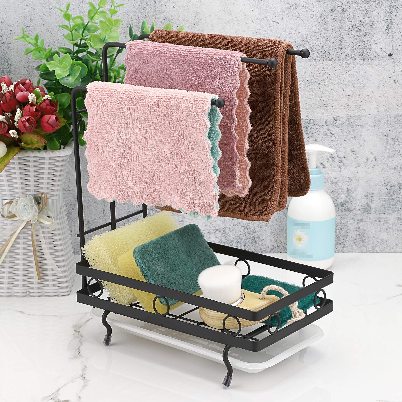 JUXYES sponges and brushes storage keeps cleaning tools within reach